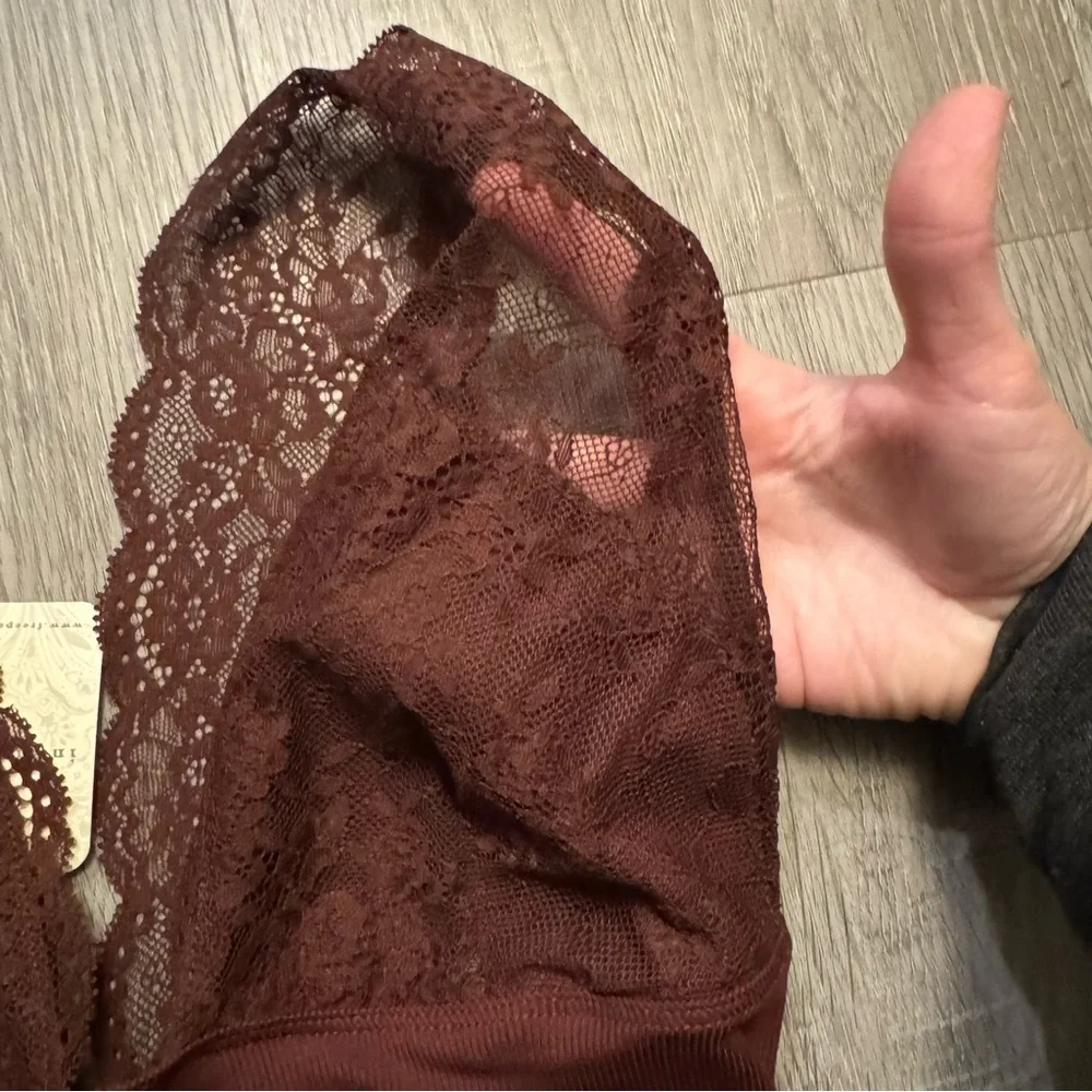 NWT Intimately FREE PEOPLE Power Play Cami Top Bittersweet Cocoa Brown Lace - Picture 8 of 12